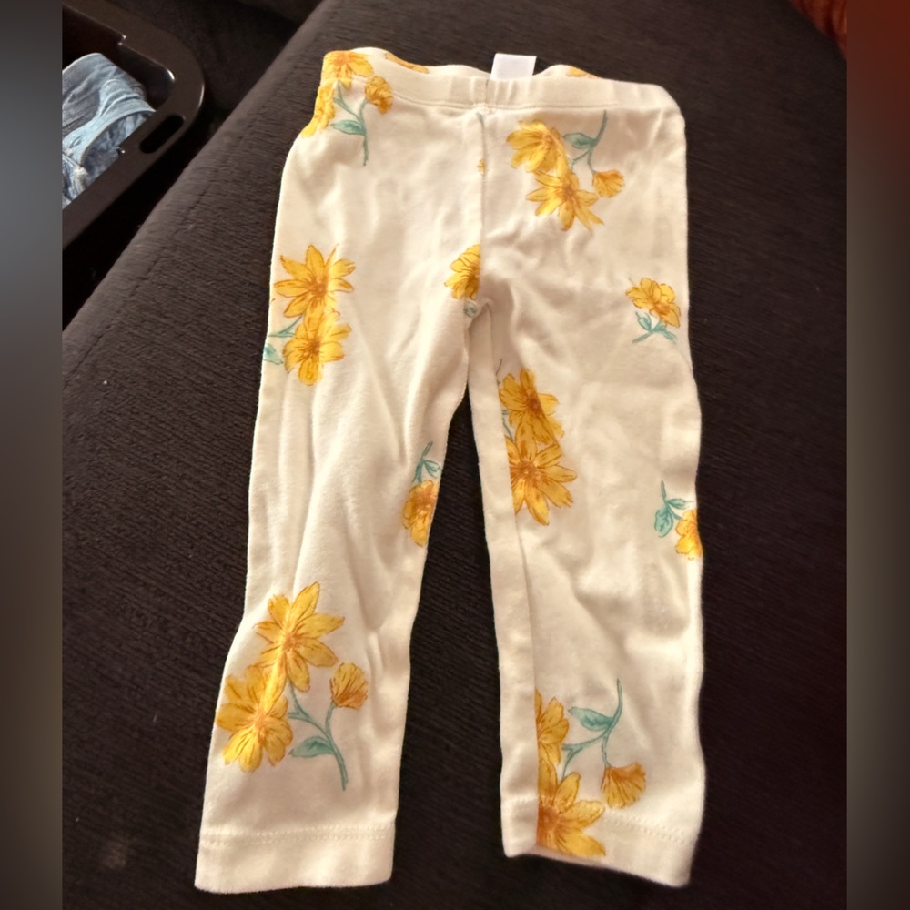 Carter's Cream Leggings with Yellow Floral Print